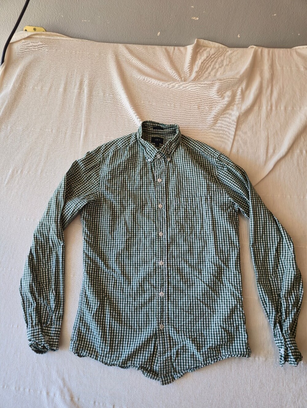 J.Crew Slim Fit Green and White Check Long Sleeve Button-Up Shirt Size Small